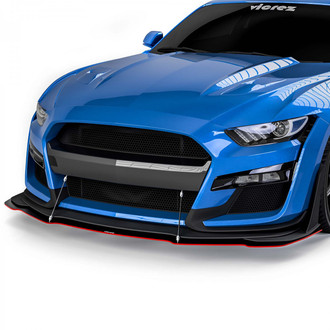 Vicrez® - GT500 Style Black Front Bumper Splitter with Support Rods