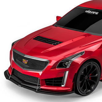 Vicrez® - TR1 Style Black Front Bumper Splitter with Support Rods