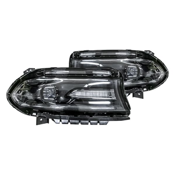 Vicrez® - Black LED DRL Bar Projector Headlights, Dodge Charger