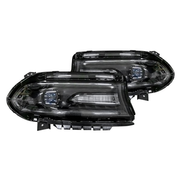 Vicrez® - Passenger Side Black LED DRL Bar Projector Headlight, Dodge Charger