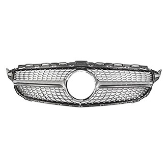 Vicrez® - Diamond Style Silver Mesh Main Grille