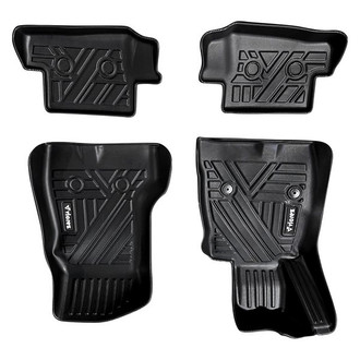 Vicrez® - All-Weather 1st & 2nd Row Black Rubber Floor Mat Set