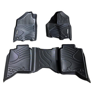 Vicrez® - All-Weather 1st & 2nd Row Black Rubber Floor Mat Set