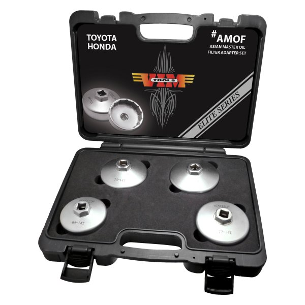 VIM Tools® - 4-piece Elite Series™ Heavy Duty forged Steel Asian Master Cap Style Oil Filter Wrench Set