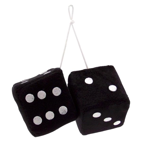 Vintage Parts® - 3" Black Fuzzy Dice with White Dots