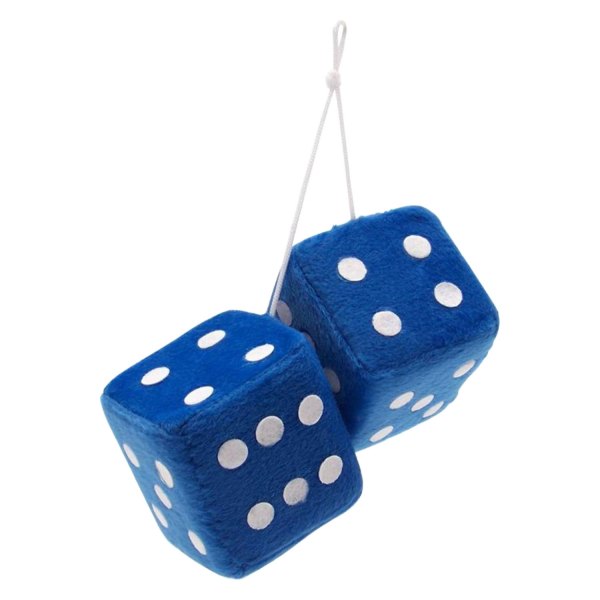 Vintage Parts® - 3" Blue Fuzzy Dice with White Dots