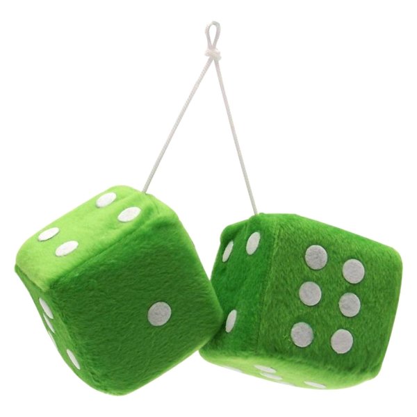 Vintage Parts® - 3" Green Fuzzy Dice with White Dots