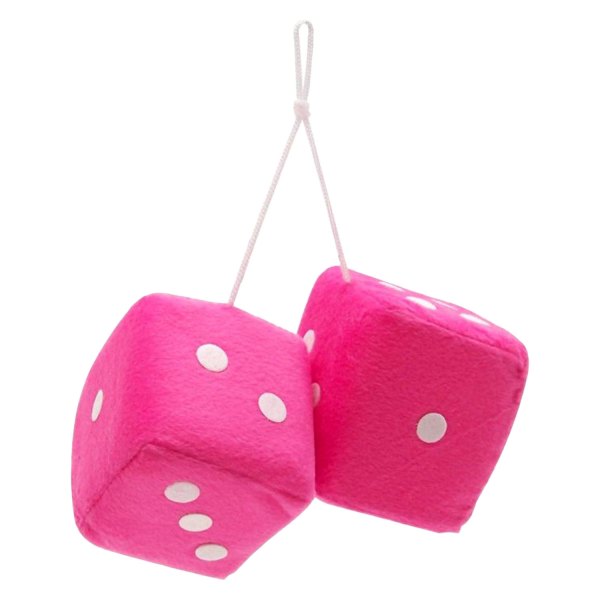 Vintage Parts® - 3" Pink Fuzzy Dice with White Dots