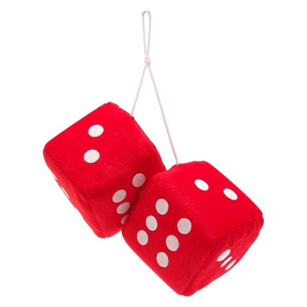 Vintage Parts® - 3" Red Fuzzy Dice with White Dots