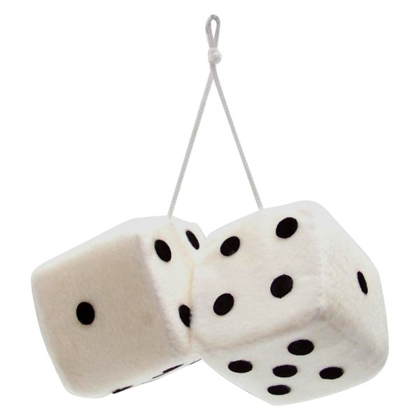 Vintage Parts® - 3" White Fuzzy Dice with Black Dots