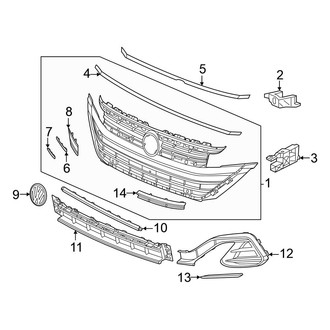 Volkswagen OE - Front Bumper & Grille - Grille & Components (SEL Premium R-Line / SEL R-Line)