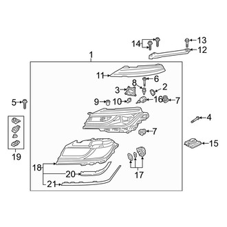 Volkswagen OE - Front Lamps - Headlamp Components (W/O Adaptive Lighting), (SE / SEL)