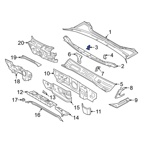 Cowl Grille Panel Bracket