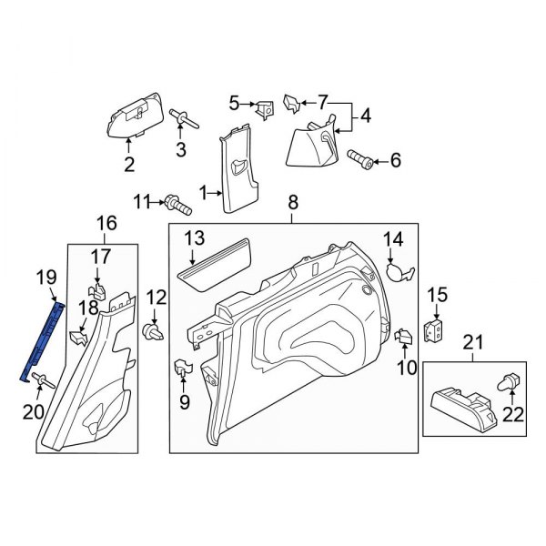 Body C-Pillar Trim Panel Bracket