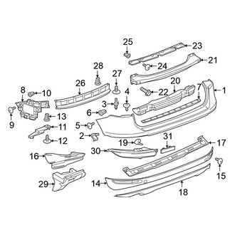 Volkswagen OE - Rear Bumper - Bumper & Components (Covers & Trim), (TDI Executive / TDI Lux / TDI Sport / V6 Executive / V6 Lux / V6 Sport)