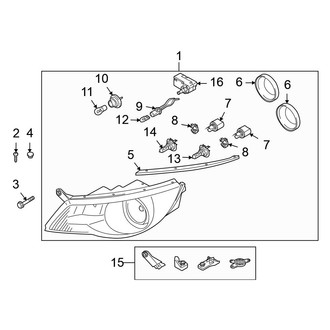 Volkswagen OE - Front Lamps - Headlamp Components (W/O Directional Beam), (Gas)