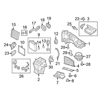 Volkswagen OE - Air Conditioner & Heater - Evaporator & Heater Components (W/O Dual Zone Control), (Gas)