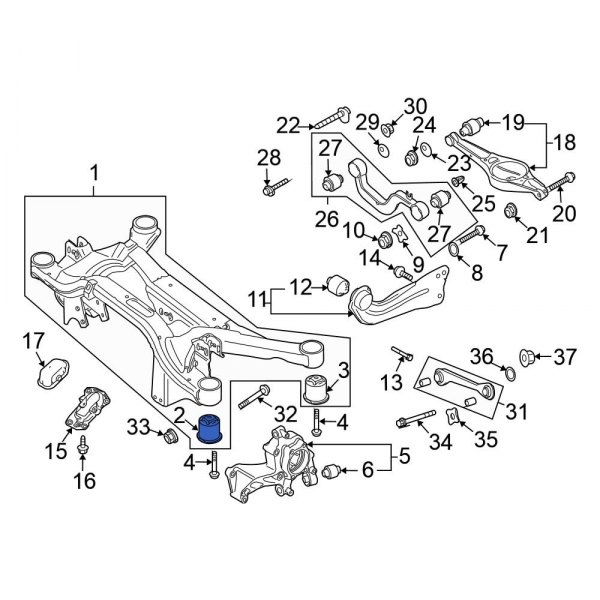 Volkswagen OE 1K0505145J Rear Forward Suspension Crossmember Insulator