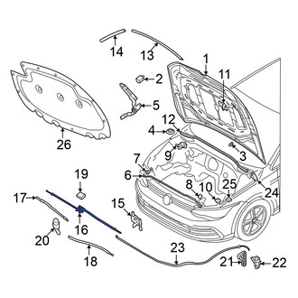 Volkswagen OE - Front Center Hood Release Cable