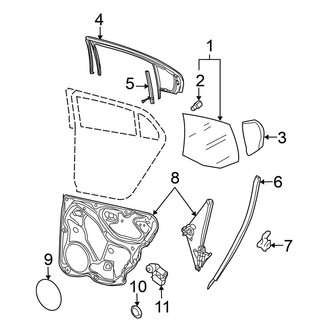 Volkswagen OE - Rear Door - Glass & Hardware (Komfort / Lux / Turbo / VR6 Sedan)