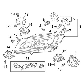 Volkswagen OE - Front Lamps - Headlamp Components (HID, With LED Running Lights)