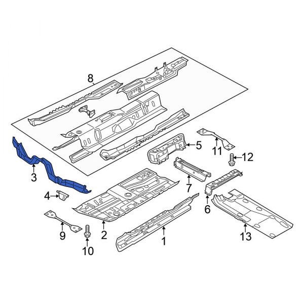 Volkswagen OE 561814147B - Rear Lower Floor Pan Crossmember