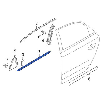 Volkswagen OE - Front Left Outer Door Window Belt Weatherstrip