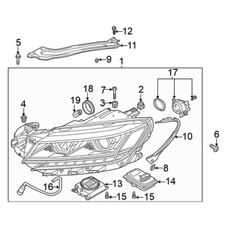 Volkswagen OE - Front Lamps - Headlamp Components (With Cornering Light), (R-Line / SEL)
