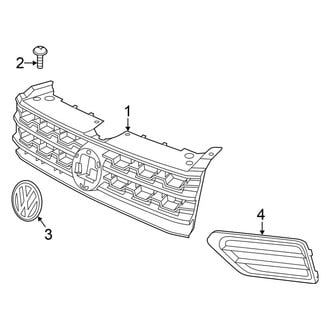 Volkswagen OE - Front Bumper & Grille - Grille & Components (W/O R-Line Package or Model), (Launch Edition / S / SE / SEL / SEL Premium)