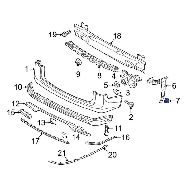 Bumper Cover Support Rail Nut