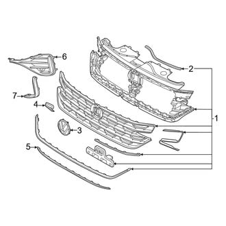 Volkswagen OE - Front Bumper & Grille - Grille & Components (SEL Premium R-Line / SEL R-Line Black)