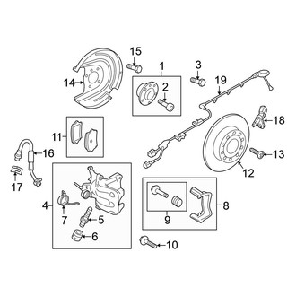 Volkswagen OE - Rear Suspension - Brake Components (With Link Suspension), (AWD)
