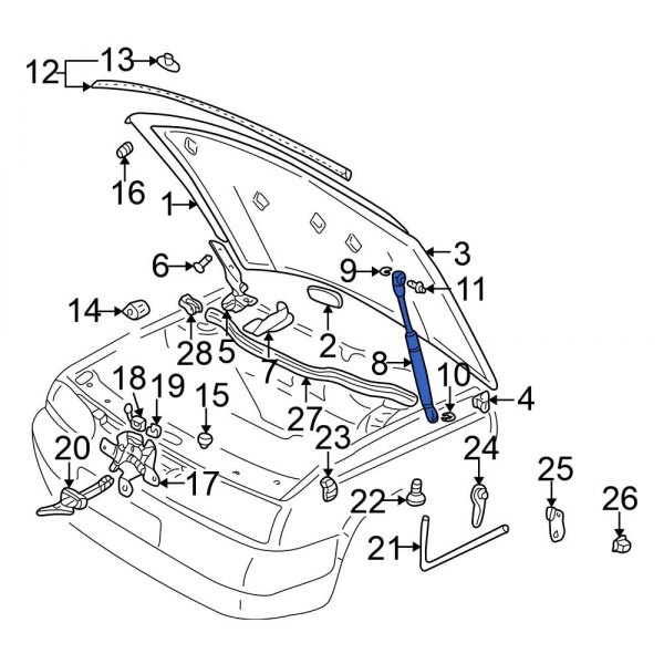 Volkswagen OE 1J0823359B Hood Lift Support