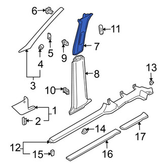 Volkswagen OE - Right Upper Door Pillar Post Trim Set