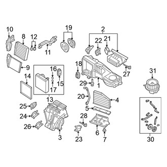 Volkswagen OE - Air Conditioner & Heater - Evaporator & Heater Components (Auto A/C), (Sedan A5 Body Code)