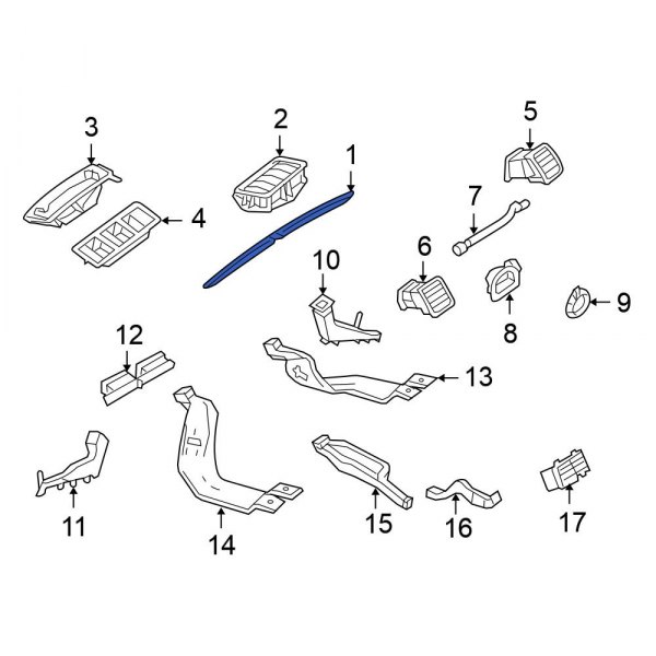 Volkswagen OE 5K0857473B81U Front Windshield Defroster Nozzle