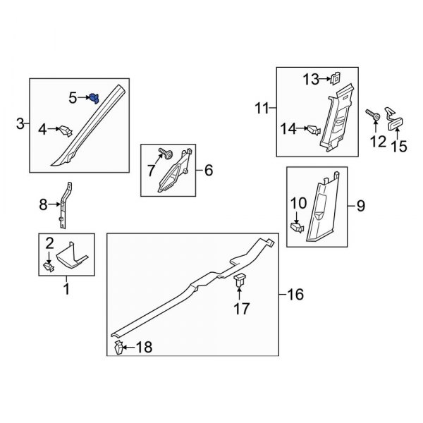 Body A-Pillar Trim Panel Clip