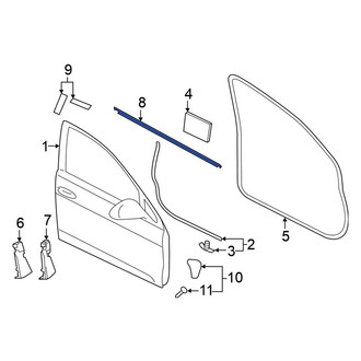 Volkswagen OE - Front Left Outer Door Window Belt Weatherstrip