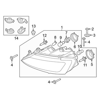 Volkswagen OE - Front Lamps - Headlamp Components (W/O Directional Beam), (Sedan)