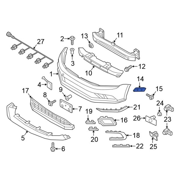 Volkswagen OE 5C6807184A Front Right Bumper Cover Bracket