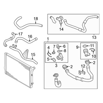 Volkswagen OE - Cooling - Hoses & Lines (Right Side), (GLI 35th Anniversary Edition / GLI Autobahn / GLI S Automatic Dual Clutch Tr)