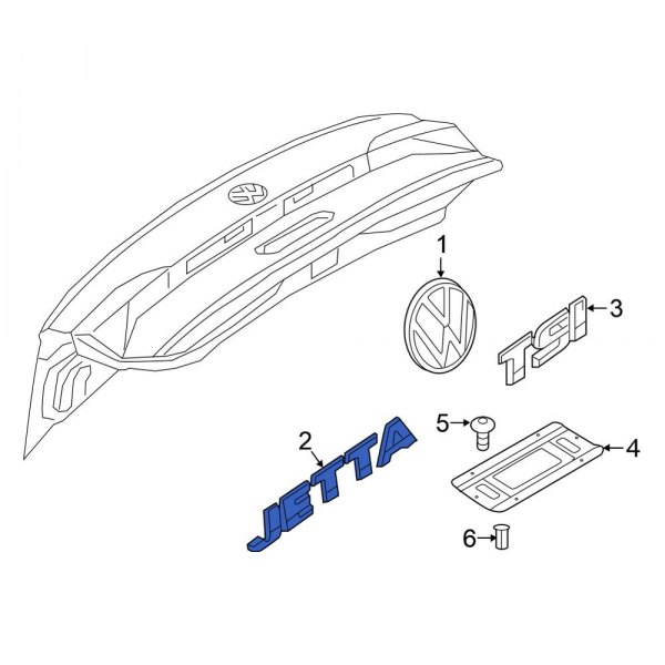 Volkswagen OE 17A853687G2ZZ Rear Deck Lid Emblem