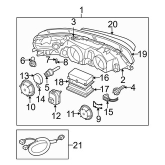 Volvo OE - Front Lamps - Headlamp Components (With Xenon), (Base / 2.4T / T5 / X/C)
