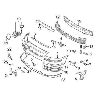 Volvo OE - Front Bumper & Grille - Bumper & Components (With Headlamp Washers), (T5)