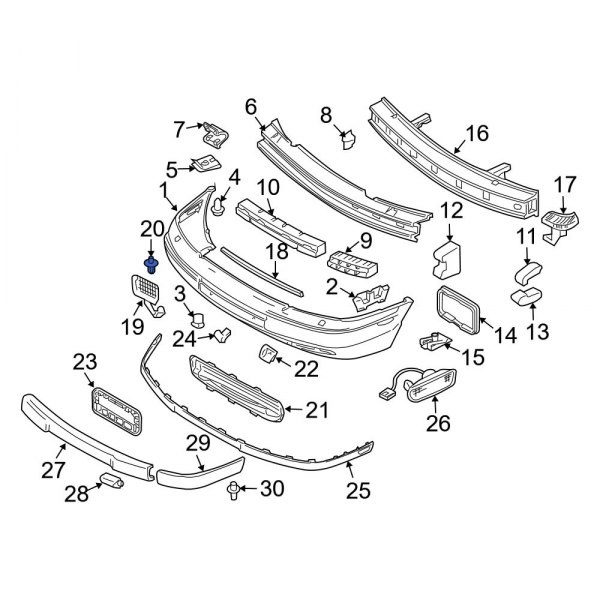 Bumper Cover Support Rail Clip