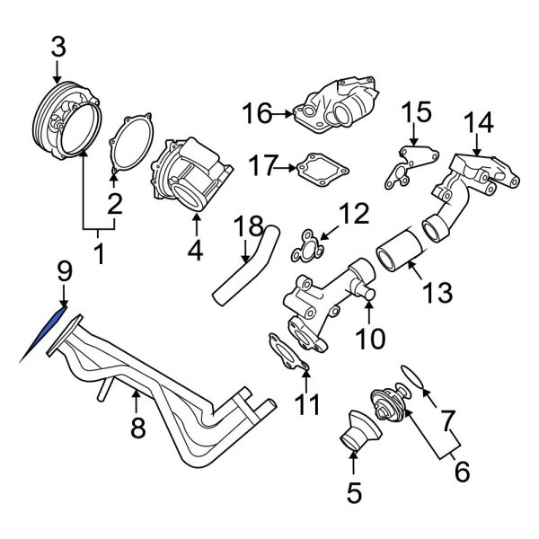 Engine Coolant Water Inlet Gasket