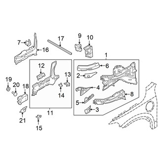 Volvo OE - Fender - Structural Components & Rails (T5 Momentum / T5 R-Design / T6 Inscription / T6 Momentum / T6 R-Design)