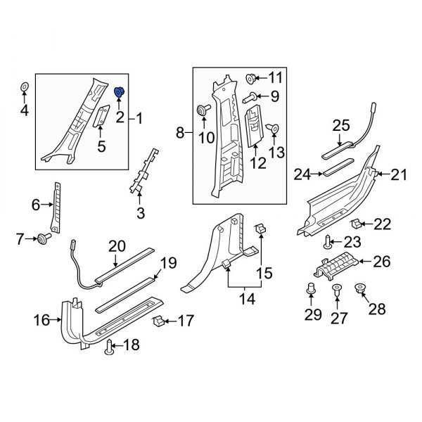 Body A-Pillar Trim Panel Clip