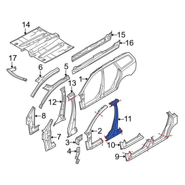 Body B-Pillar and Rocker Panel