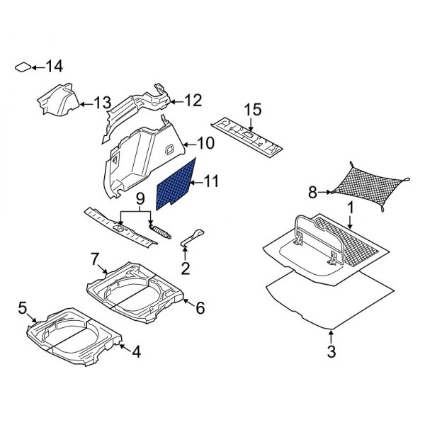 Interior Quarter Panel Trim Panel Storage Compartment